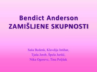 Bendict Anderson ZAMIŠLJENE SKUPNOSTI