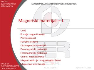 Magnetski materijali – I.