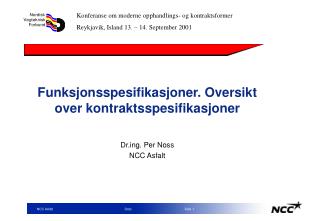Funksjonsspesifikasjoner. Oversikt over kontraktsspesifikasjoner