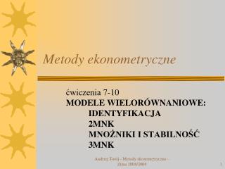 Metody ekonometryczne