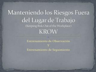 Manteniendo los Riesgos Fuera del Lugar de Trabajo (Keeping Risk Out of the Workplace) KROW