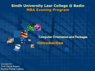 Sindh University Laar College @ Badin MBA Evening Program