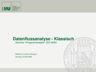 Datenflussanalyse - Klassisch