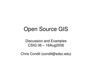 Open Source GIS