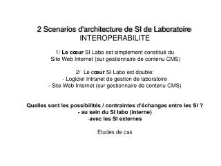 2 Scenarios d'architecture de SI de Laboratoire INTEROPERABILITE