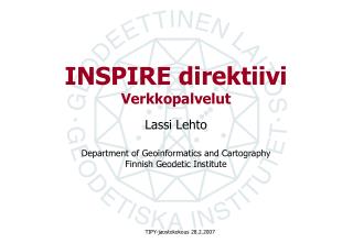 INSPIRE direktiivi Verkkopalvelut