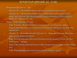 TUNTUNAN QIYAMU AL - LAIL