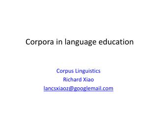 Corpora in language education