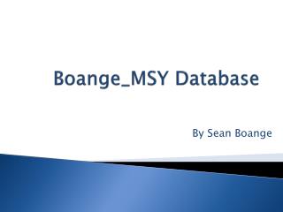 Boange_MSY Database