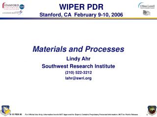Materials and Processes