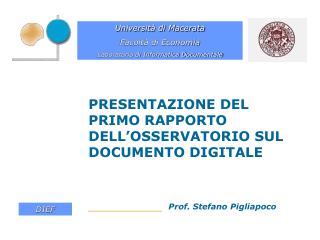 PRESENTAZIONE DEL PRIMO RAPPORTO DELL’OSSERVATORIO SUL DOCUMENTO DIGITALE