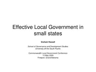 Effective Local Government in small states