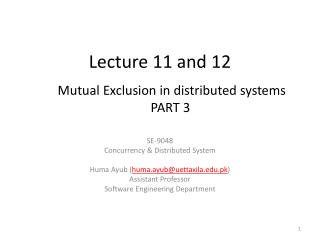 Lecture 11 and 12