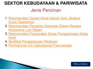SEKTOR KEBUDAYAAN &amp; PARIWISATA