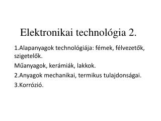 Elektronikai technológia 2.