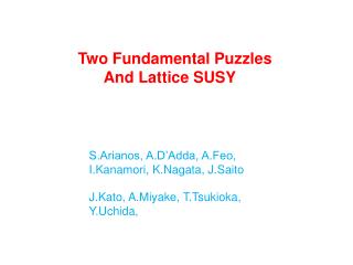 Two Fundamental Puzzles And Lattice SUSY