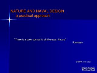 NATURE AND NAVAL DESIGN a practical approach