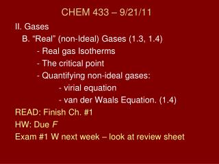 CHEM 433 – 9/21/11