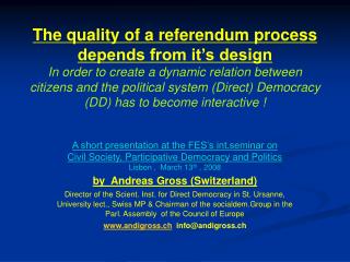 A short presentation at the FES’s int.seminar on