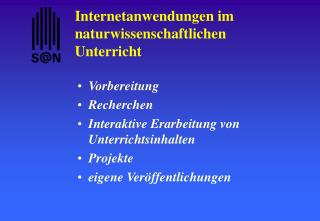 Internetanwendungen im naturwissenschaftlichen Unterricht