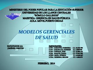 MODELOS GERENCIALES DE SALUD