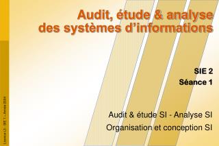 Audit, étude &amp; analyse des systèmes d’informations