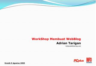 WorkShop Membuat WebBlog Adrian Tarigan info@cabikhosting