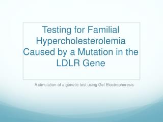 Testing for Familial Hypercholesterolemia Caused by a Mutation in the LDLR Gene
