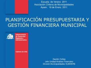 PLANIFICACIÓN PRESUPUESTARIA Y GESTIÓN FINANCIERA MUNICIPAL