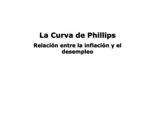 La Curva de Phillips Relación entre la inflación y el desempleo