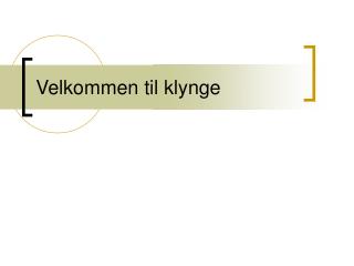 Velkommen til klynge