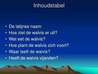 Inhoudstabel