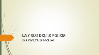 La crisi delle poleis