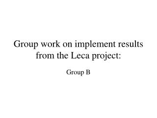 Group work on implement results from the Leca project: