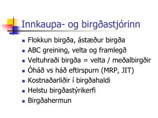 Innkaupa- og birgðastjórinn