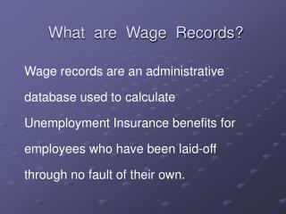 What are Wage Records?