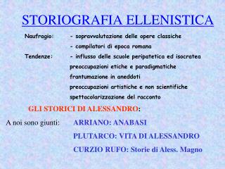 STORIOGRAFIA ELLENISTICA