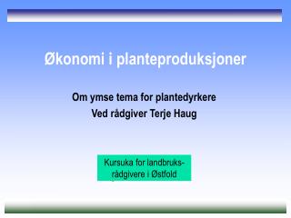 Økonomi i planteproduksjoner