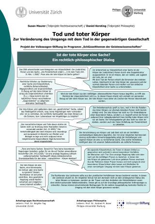 Susan Maurer (Teilprojekt Rechtswissenschaft) / Daniel Kersting (Teilprojekt Philosophie)