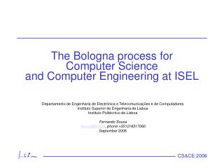 The Bologna process for Computer Science and Computer Engineering at ISEL