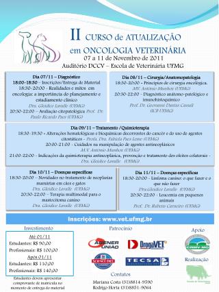 II CURSO de ATUALIZAÇÃO em ONCOLOGIA VETERINÁRIA