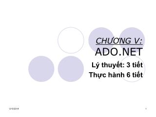 CHƯƠNG V: ADO.NET