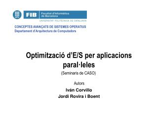 Optimització d’E/S per aplicacions paral·leles