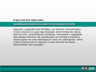 DOMÍNIOS MORFOCLIMÁTICOS BRASILEIROS