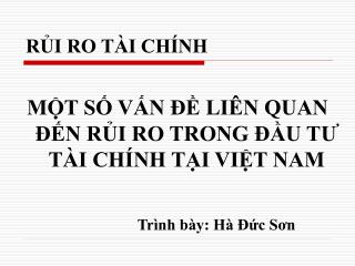 RỦI RO TÀI CHÍNH