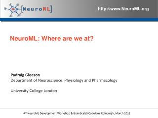 NeuroML: Where are we at?