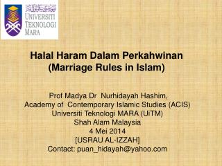 Halal Haram Dalam Perkahwinan (Marriage Rules in Islam)