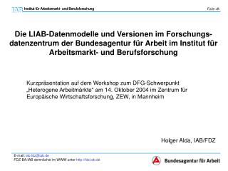 Holger Alda, IAB/FDZ