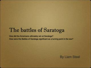The battles of Saratoga