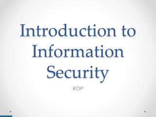 Introduction to Information Security